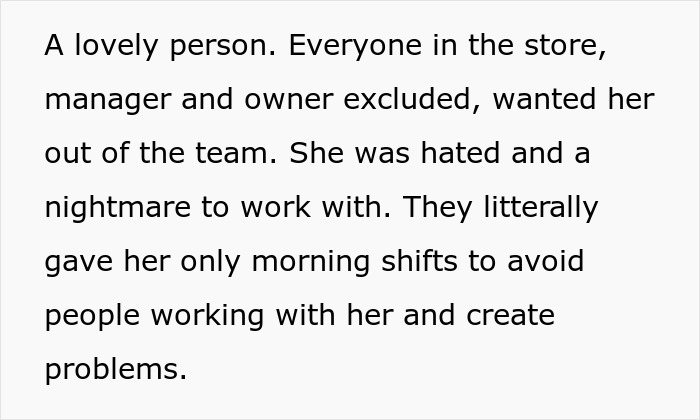 Text description of how a bossy coworker was hated and considered a nightmare to work with by the team Text description of how a bossy coworker was hated and considered a nightmare to work with by the team