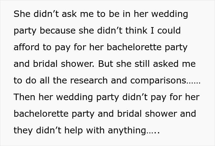 Bride Promised Her Friend The MOH Spot For 15 Years, Then Asked Her To Fetch Drinks At The Wedding Bride Promised Her Friend The MOH Spot For 15 Years, Then Asked Her To Fetch Drinks At The Wedding