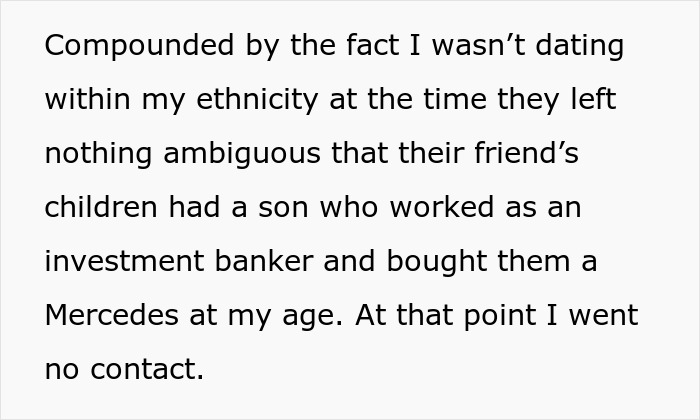 Text snippet explaining why a son cut off his parents after years of them dismissing his achievements. Text snippet explaining why a son cut off his parents after years of them dismissing his achievements.