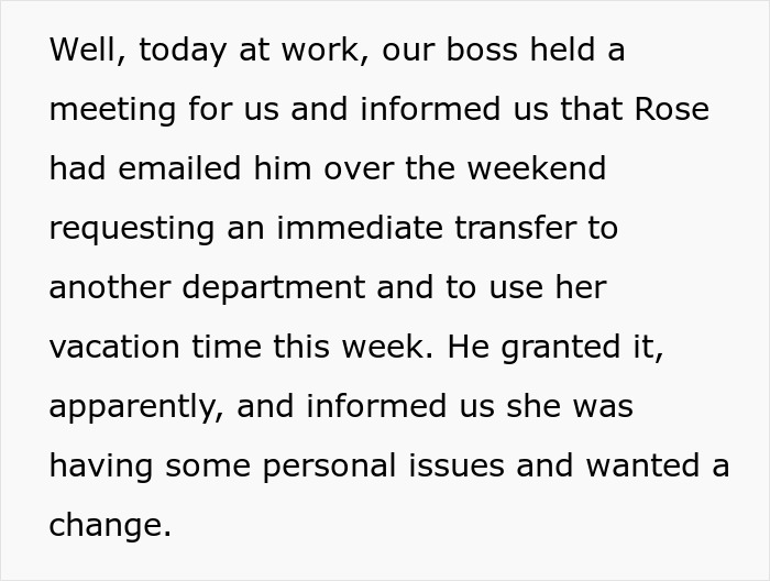 Text snippet explaining work department transfer after tricking BF into believing she is pregnant drama. Text snippet explaining work department transfer after tricking BF into believing she is pregnant drama.