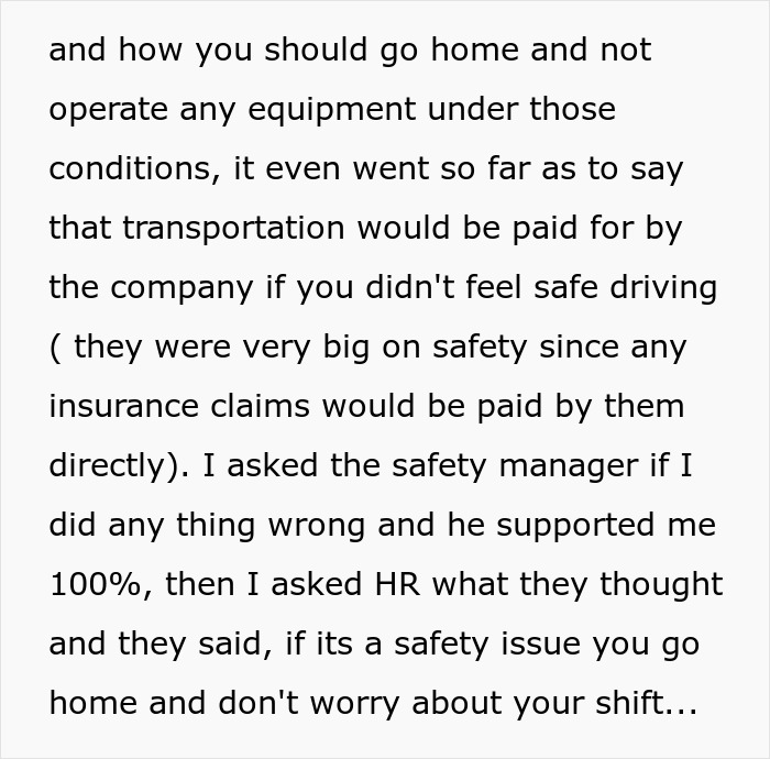Text snippet outlining safety policies and the safety manager's agreement on taking precautions