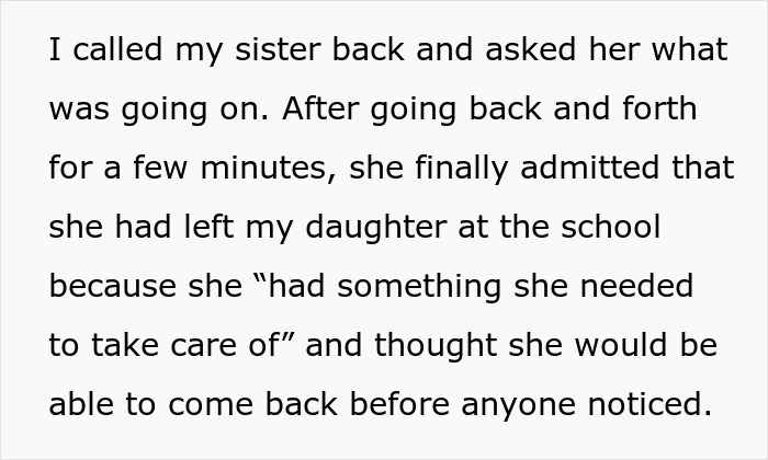 Quote detailing how the aunt leaves niece alone at school to take care of an errand without telling anyone. Quote detailing how the aunt leaves niece alone at school to take care of an errand without telling anyone.