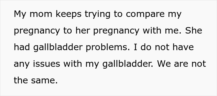 A text screenshot about a mom comparing her pregnancy with her daughter's pregnancy A text screenshot about a mom comparing her pregnancy with her daughter's pregnancy