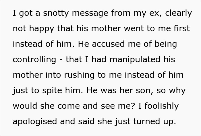 An excerpt explaining a tense exchange with an ex-fiance who accused her of being controlling.