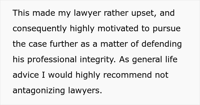 Text explaining that the lawyer is highly motivated to pursue the cut down oak tree case. Text explaining that the lawyer is highly motivated to pursue the cut down oak tree case.