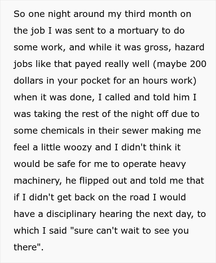 Story about a boss who gets demoted after forcing a sick employee to work, leading to him eventually quitting