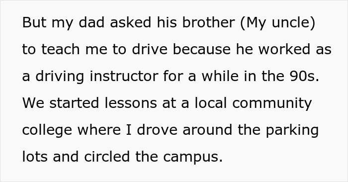 A text screenshot about a teen who works 2 years to buy his first car learning how to drive A text screenshot about a teen who works 2 years to buy his first car learning how to drive