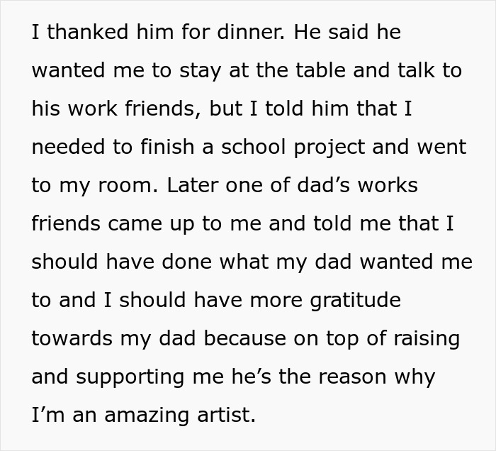 A passage describing a conversation where dad-shamed-daughter-pay-classes is reflected in family dynamics A passage describing a conversation where dad-shamed-daughter-pay-classes is reflected in family dynamics