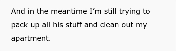 A text screenshot about a woman cleaning her apartment before her ex's funeral. A text screenshot about a woman cleaning her apartment before her ex's funeral.