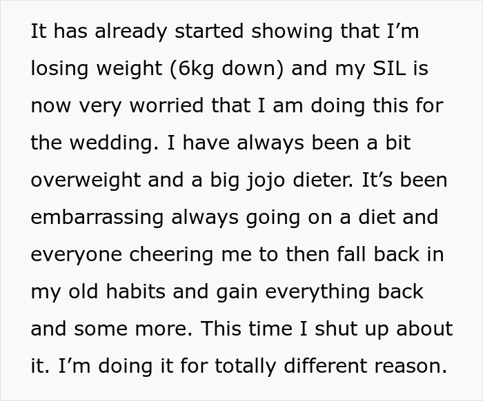 Bride-to-be losing weight causes sister-in-law wedding conflict Bride-to-be losing weight causes sister-in-law wedding conflict