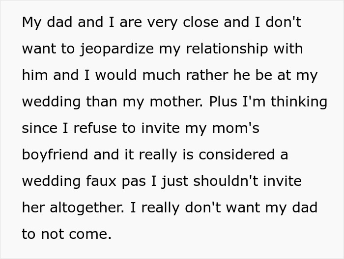 Dad Threatens To Skip Daughter’s Wedding If She Invites Cheater Mom, She’s Fed Up With Their Drama Dad Threatens To Skip Daughter’s Wedding If She Invites Cheater Mom, She’s Fed Up With Their Drama