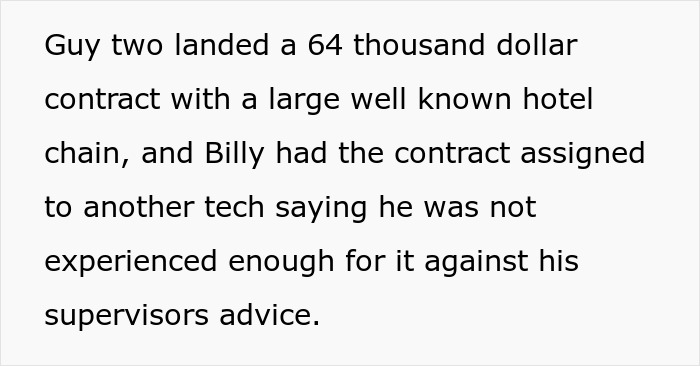An image with text sharing how a boss reassigned a contract before he gets demoted and humiliated