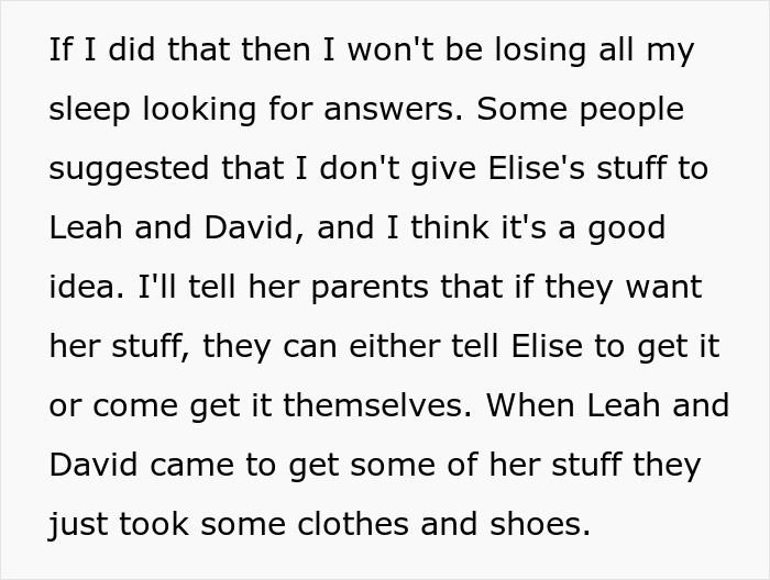 Screenshot of text about personal belongings after a dream proposal turning into a nightmare.