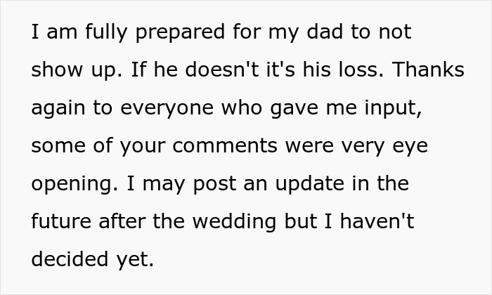 Dad Threatens To Skip Daughter’s Wedding If She Invites Cheater Mom, She’s Fed Up With Their Drama Dad Threatens To Skip Daughter’s Wedding If She Invites Cheater Mom, She’s Fed Up With Their Drama