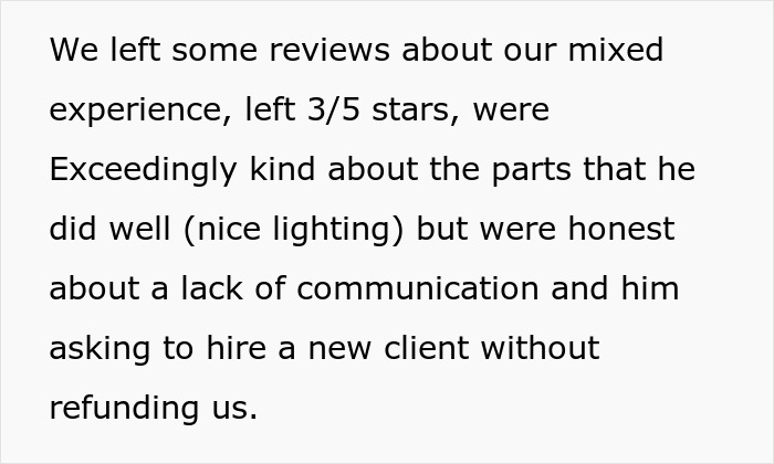 Couple Leaves Photographer A 3-Star Review, Then Gets A Response They Never Expected