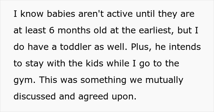A text screenshot about a mutual agreement to stay with the kids during recovery after giving birth A text screenshot about a mutual agreement to stay with the kids during recovery after giving birth