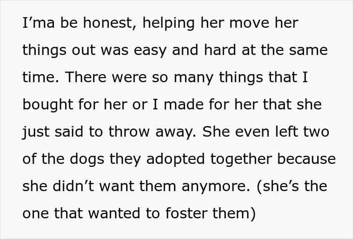 A screenshot of text recounting a family situation during grounds for divorce proceedings.