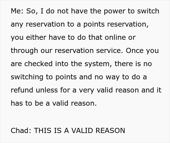Text conversation about hotel reservation and refund policies Text conversation about hotel reservation and refund policies