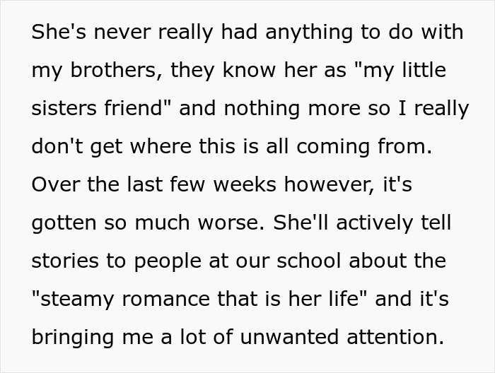 Text describing unwanted attention from false romance stories Text describing unwanted attention from false romance stories