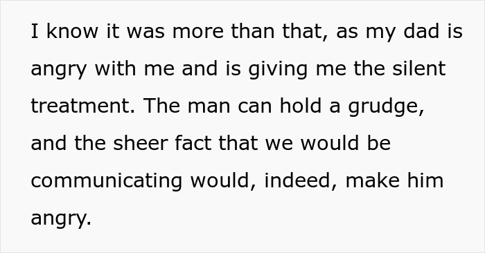 Graphic text about a dad giving the silent treatment, relating to setting a clear boundary. Graphic text about a dad giving the silent treatment, relating to setting a clear boundary.