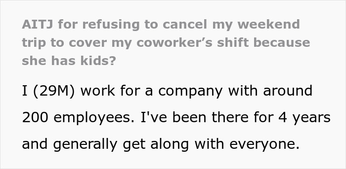Mom Of Two Tries To Make Her Childcare Problem Her Coworker’s Responsibility, Balks At His Reaction Mom Of Two Tries To Make Her Childcare Problem Her Coworker’s Responsibility, Balks At His Reaction