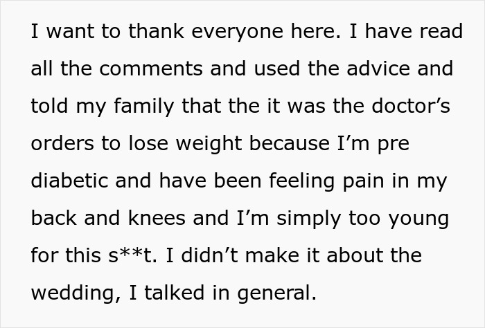 Message explaining weight loss due to prediabetic health issues Message explaining weight loss due to prediabetic health issues