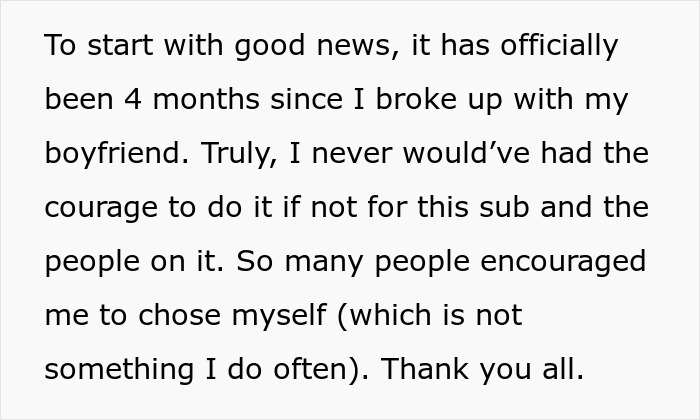 Reddit post detailing how a girlfriend recovers from surgery and left her boyfriend