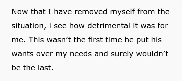 A quote from a girlfriend recovering from surgery detailing her decision to leave her boyfriend.