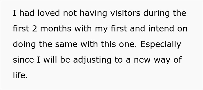 Text explaining a mother setting a clear boundary before giving birth regarding visitors. Text explaining a mother setting a clear boundary before giving birth regarding visitors.
