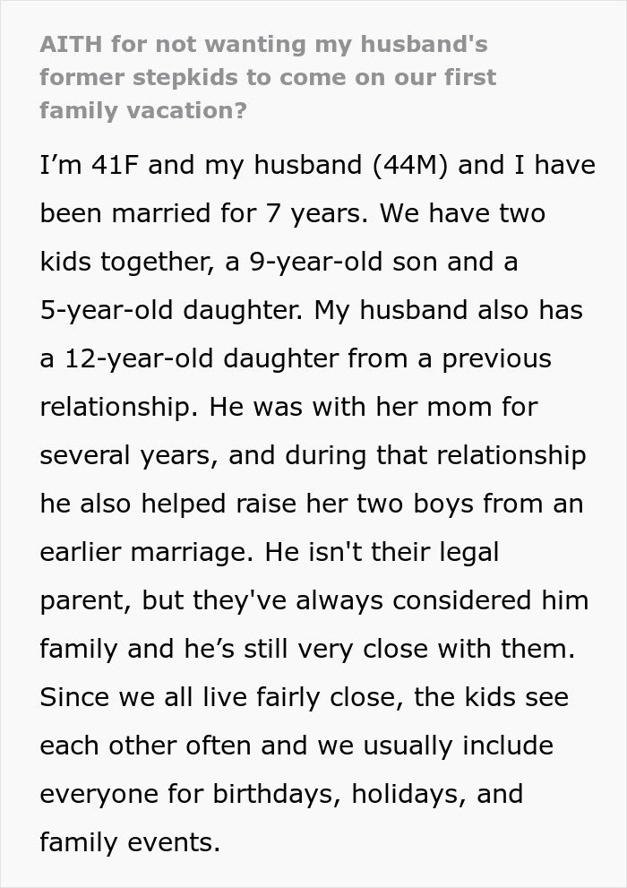 Wife Says No To Husband’s Plan To Bring His Former Stepkids On Their Florida Vacation, He Gets Mad Wife Says No To Husband’s Plan To Bring His Former Stepkids On Their Florida Vacation, He Gets Mad