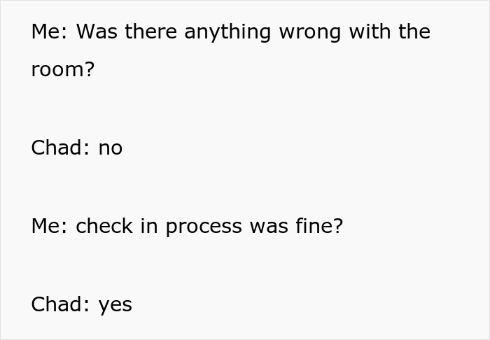 Chat about room condition and check-in process in hotel booking Chat about room condition and check-in process in hotel booking