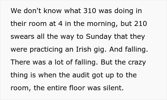 A black-on-white text image about room 310, bridezilla ruins 70 hotel rooms.