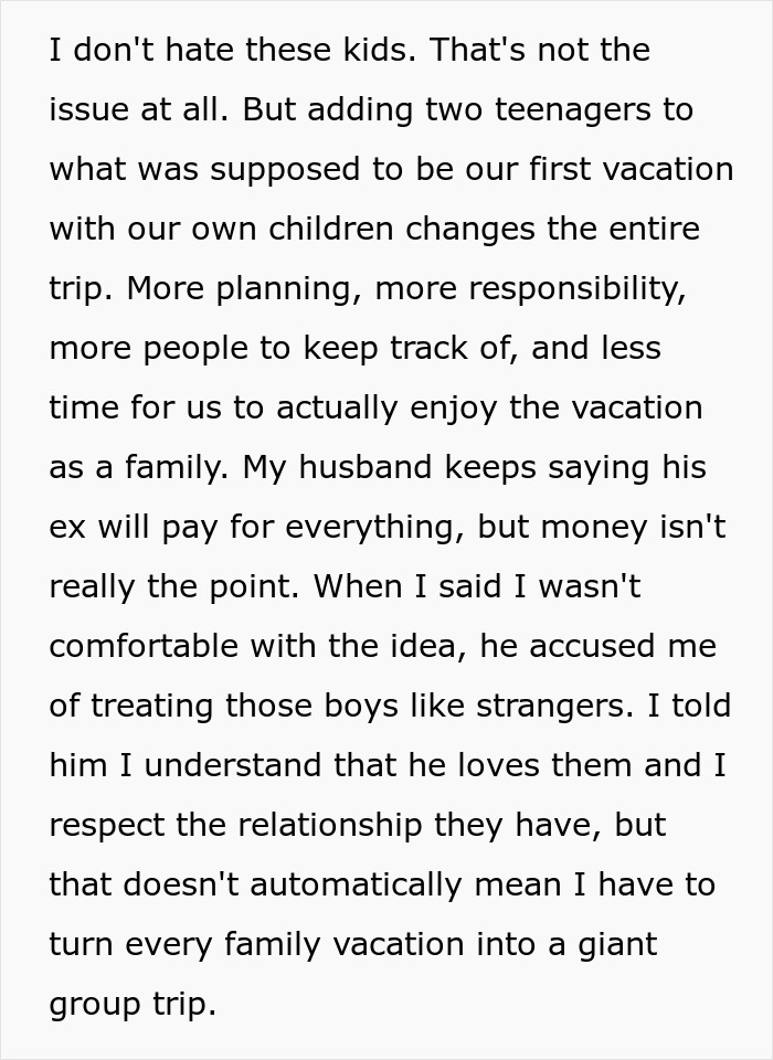 Wife Says No To Husband’s Plan To Bring His Former Stepkids On Their Florida Vacation, He Gets Mad Wife Says No To Husband’s Plan To Bring His Former Stepkids On Their Florida Vacation, He Gets Mad
