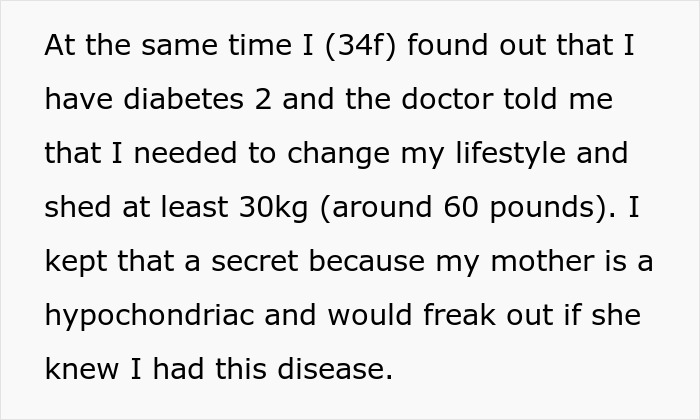 Text excerpt revealing diabetes diagnosis and weight loss for health Text excerpt revealing diabetes diagnosis and weight loss for health