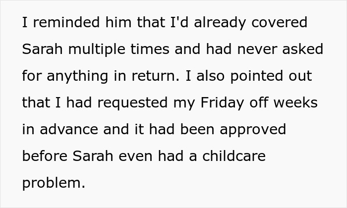 Mom Of Two Tries To Make Her Childcare Problem Her Coworker’s Responsibility, Balks At His Reaction Mom Of Two Tries To Make Her Childcare Problem Her Coworker’s Responsibility, Balks At His Reaction