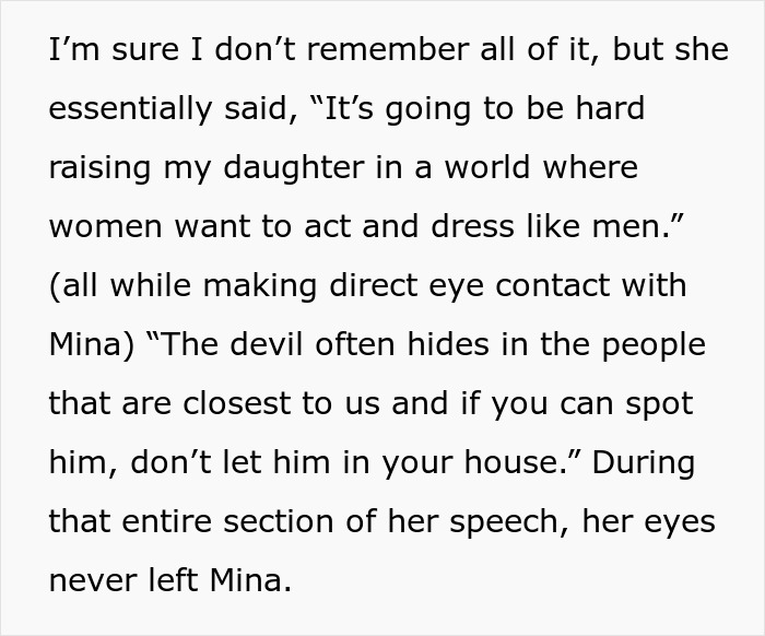 Text snippet explaining Betty's speech criticising how women dress like men with eyes on brother's wife. Text snippet explaining Betty's speech criticising how women dress like men with eyes on brother's wife.