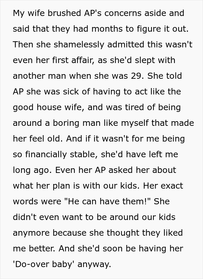 Text describing the secret affair confession leading to a marriage-ending scandal. Text describing the secret affair confession leading to a marriage-ending scandal.
