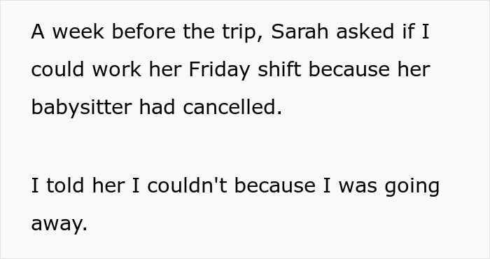 Mom Of Two Tries To Make Her Childcare Problem Her Coworker’s Responsibility, Balks At His Reaction Mom Of Two Tries To Make Her Childcare Problem Her Coworker’s Responsibility, Balks At His Reaction