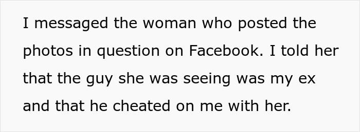 Text post explaining how a woman messages her cheater bf's mistress on Facebook. Text post explaining how a woman messages her cheater bf's mistress on Facebook.