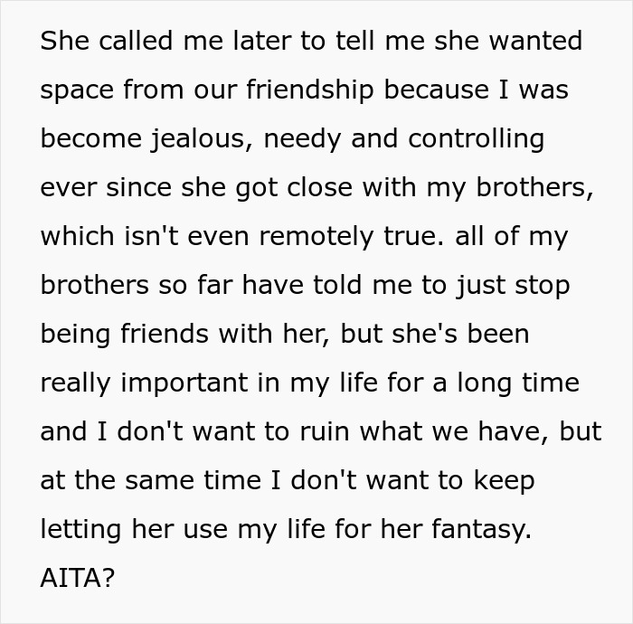 Text illustrating a strained friendship due to jealousy and control issues Text illustrating a strained friendship due to jealousy and control issues