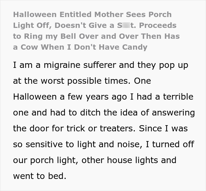 Entitled Mom Keeps Ringing A Sick Neighbor’s Doorbell, Then Gets Mad When She Has No Halloween Candy Entitled Mom Keeps Ringing A Sick Neighbor’s Doorbell, Then Gets Mad When She Has No Halloween Candy