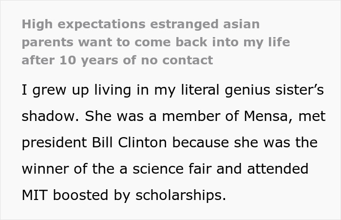 Screenshot of text about high expectations and estranged Asian parents wanting a relationship a decade later. Screenshot of text about high expectations and estranged Asian parents wanting a relationship a decade later.