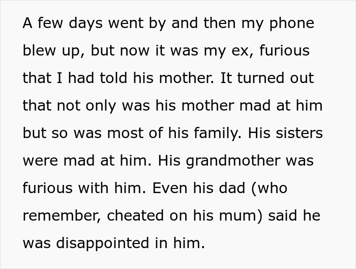 Text explaining the ex-fianc&eacute; and his family's furious reaction after the truth about the engagement fell apart.