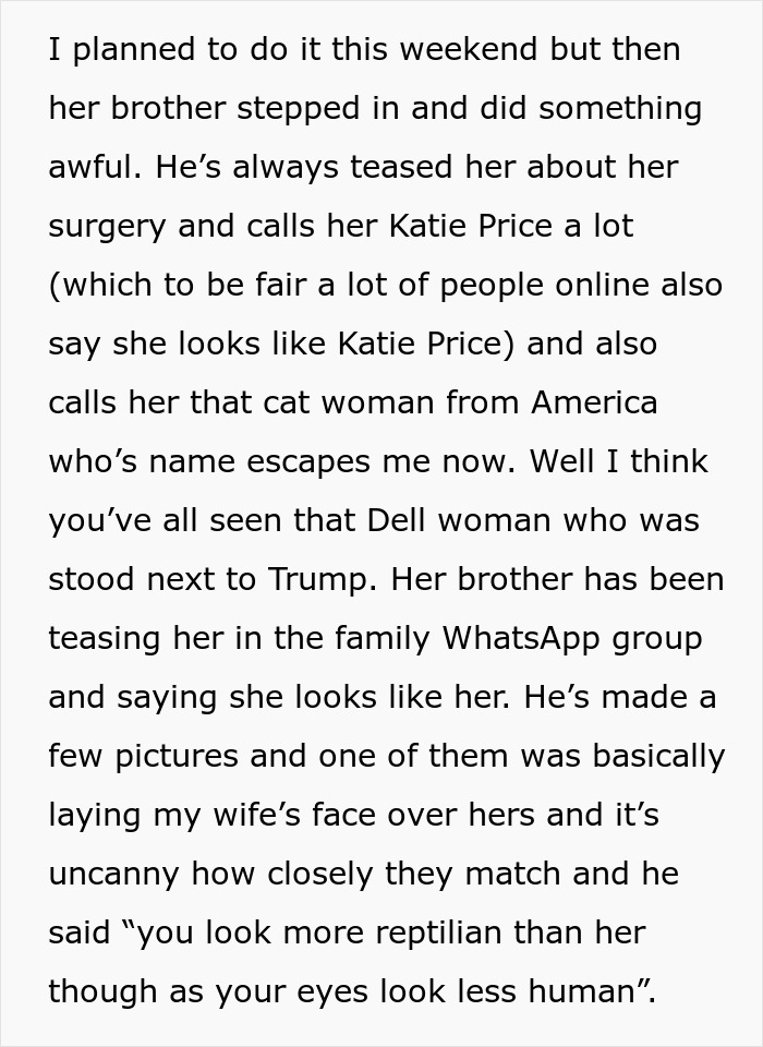 Brother’s Cruel Jokes About His Sister’s Surgeries Leave Her Devastated And Her Husband Unable To Leave Brother’s Cruel Jokes About His Sister’s Surgeries Leave Her Devastated And Her Husband Unable To Leave