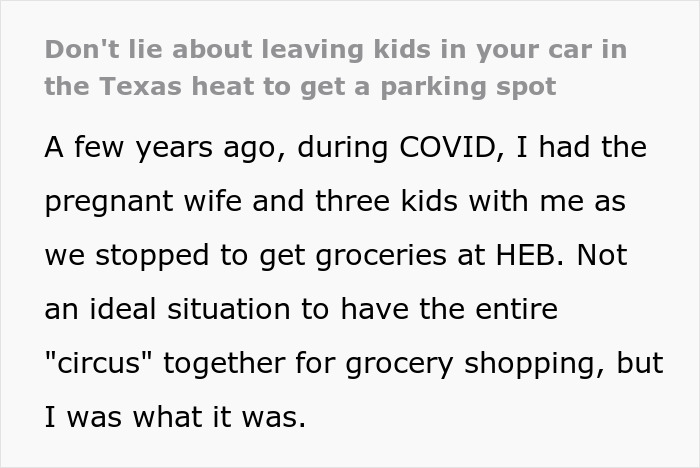 Man Steals A Family Parking Spot And Tells One Lie That Makes The Situation Much More Serious