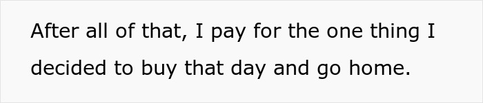 Text about paying for a chosen item and going home Text about paying for a chosen item and going home