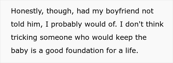 Text explaining why it was wrong to trick BF into believing she is pregnant as a foundation for a relationship. Text explaining why it was wrong to trick BF into believing she is pregnant as a foundation for a relationship.