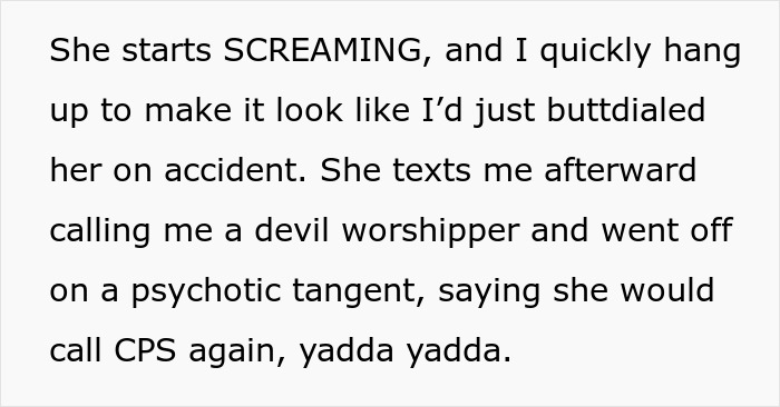 Text about screaming and being called a devil worshipper Text about screaming and being called a devil worshipper