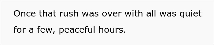 A black on white text post sharing a brief moment of peace after a bridezilla group checked into 70 hotel rooms
