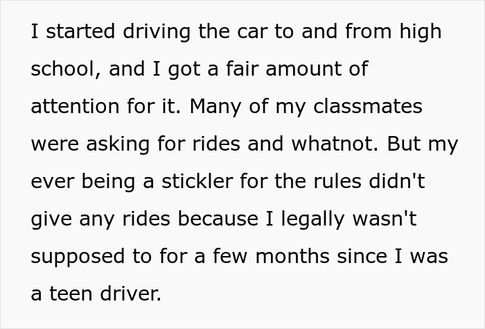 Text describing a teen driver following rules after getting his first car Text describing a teen driver following rules after getting his first car
